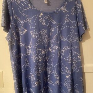 Lularoe Classic Tee Blue Dinosaur Print